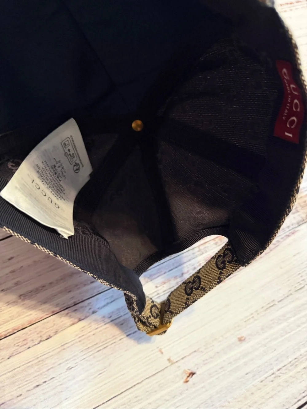Gucci Beige GG Canvas Baseball Cap with Red & Navy Web Stripe